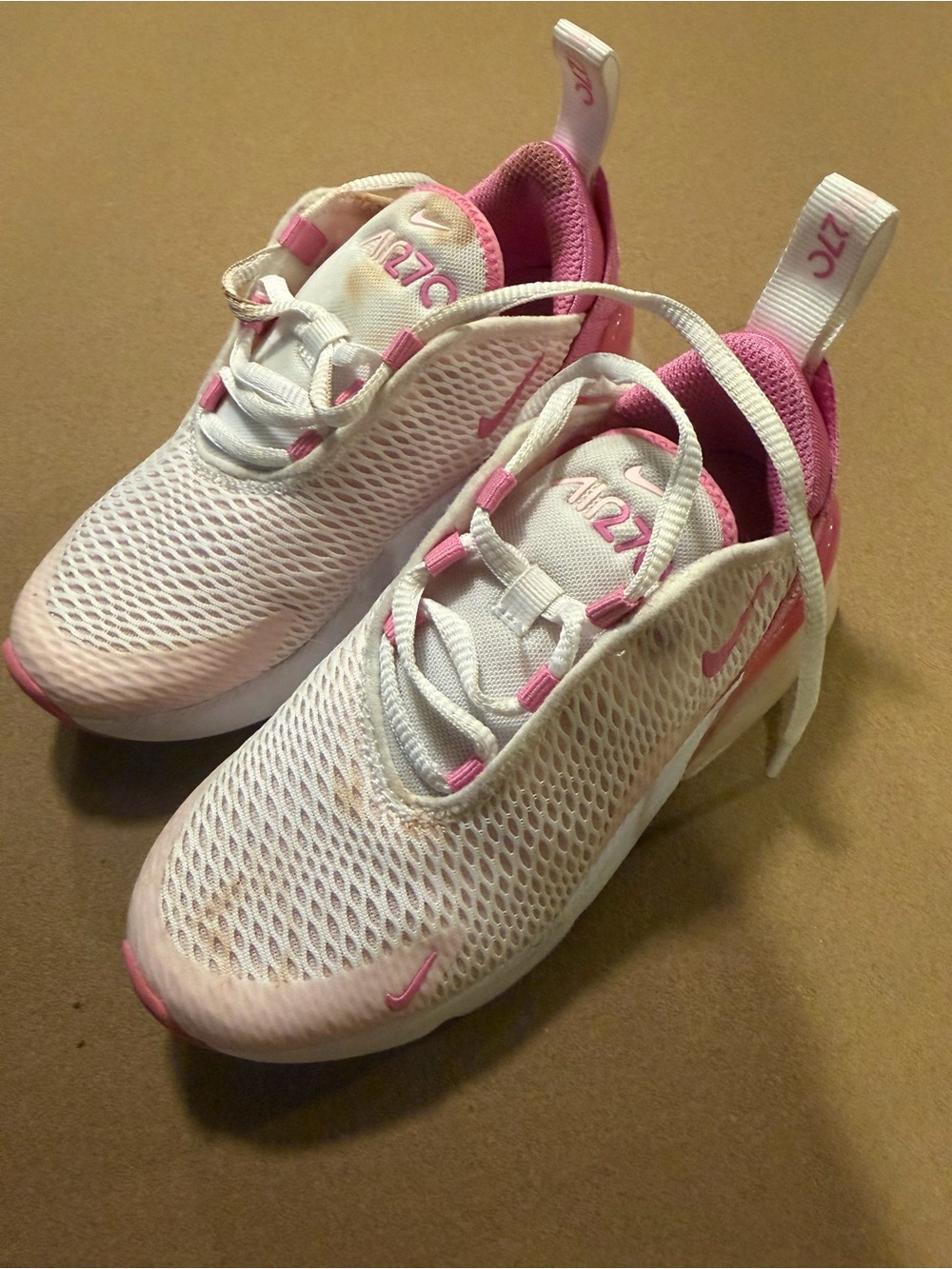 Nike Kids' White and Pink Mesh Sneakers